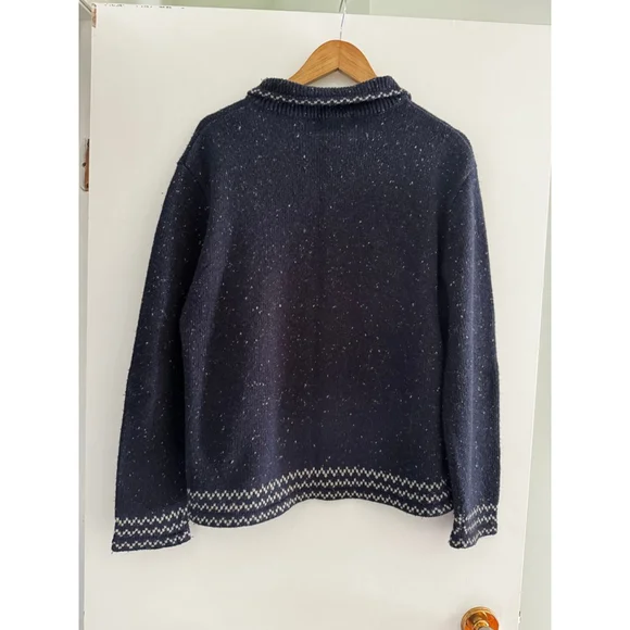 Vintage Knit Cabin Lodge Zip Cardigan Alpine Winter Sweater - Picture 8 of 12